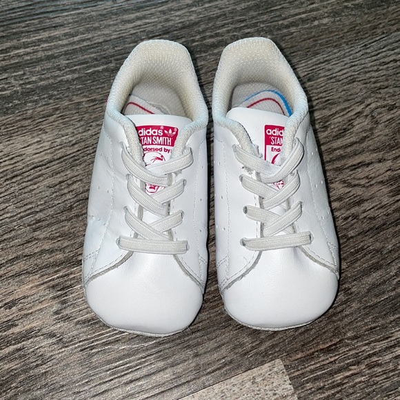 3K Adidas Stan Smith Baby Girl White/Pink Shoes - Picture 2 of 13
